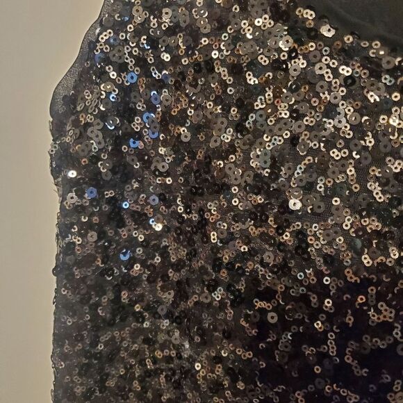 Banana Republic sequins black silver tank top size m - Picture 4 of 5